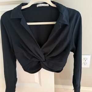 Abercrombie & Fitch Black Twist-Front Button Down Shirt
